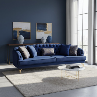Blo Lëtzebuerger Stuff Chesterfield Sofagarnitur Luxus Polstersofa 4x Sëtzer