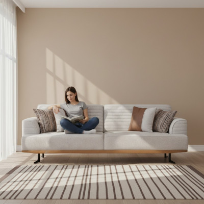 Luxuriéist Set Gréis Dreisëtzer-Canapéen fir Wunnzëmmer Moderne Design