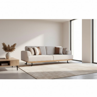 Luxuriéist Set Gréis Dreisëtzer-Canapéen fir Wunnzëmmer Moderne Design