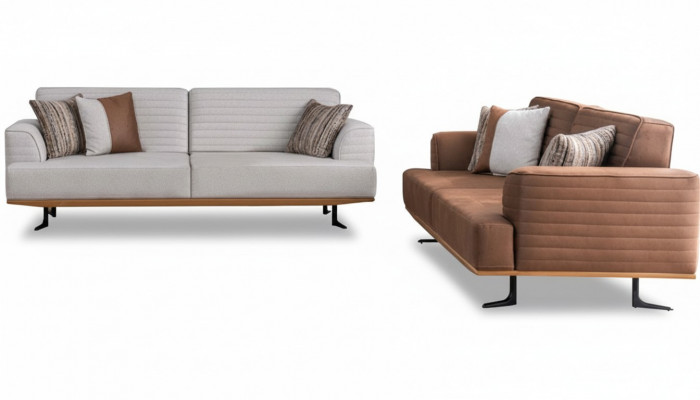 Modern dräi-Sëtzer-Sofa-Set a brong a gro Faarf fir d'Wunnzëmmer
