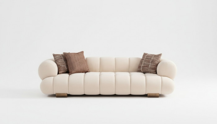 Wäisse Wunnzëmmer Dräi-Sëtzer Designer Polstersofaen Luxuriéis Couchen