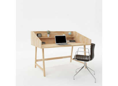 Stilvollen hellbrongen Schreibtisch Designer Büro Tëscher Luxus Holz Miwwelen