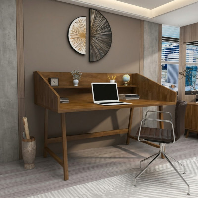 Héichwäertegen Holz Dësch Designer Bërosdësch Modern Holzmiwwelen Schreibtisch