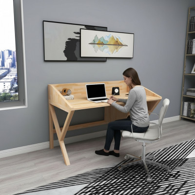Moderne hellbrong Bürodesk Stilvoll Schreifdëscher Luxus Holz Dëscher