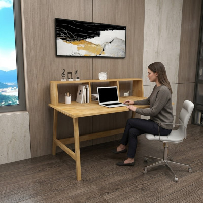 Schicke Holzdësch Braune Aarbechtsdësch Designer Schreibtëscher Büro Miwwelen
