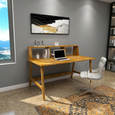 Schicke Holzdësch Braune Aarbechtsdësch Designer Schreibtëscher Büro Miwwelen