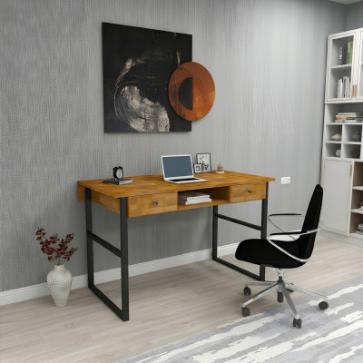 Braunen Holzdësch 2x Tiräng Designer Bürosmiwwelen Luxus Schreifdësch