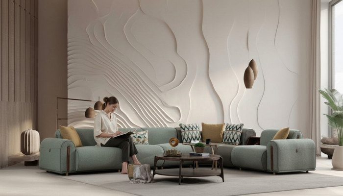 Luxuriéis Gréngt Ecksofa Wunnzëmmer Ledercouch Designer Sëtzmiwwel
