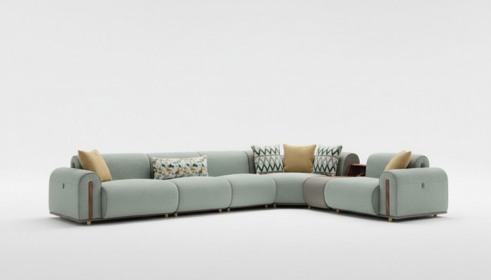 Luxuriéis Gréngt Ecksofa Wunnzëmmer Ledercouch Designer Sëtzmiwwel