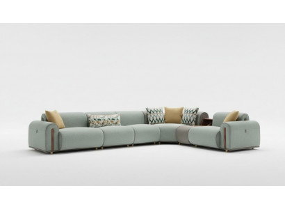 Luxuriéis Gréngt Ecksofa Wunnzëmmer Ledercouch Designer Sëtzmiwwel