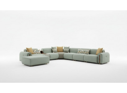 Hellgréng Textile Sofa Wunnzëmmer L-Form Eckcanapé Designer Polstermöbel