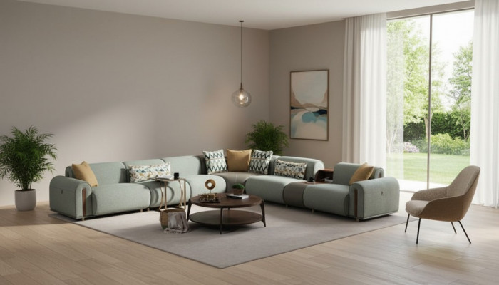 Stilvoll Eckcanapé Designer Wunnzëmmer Canapé L-Forme Edle Polstercouch