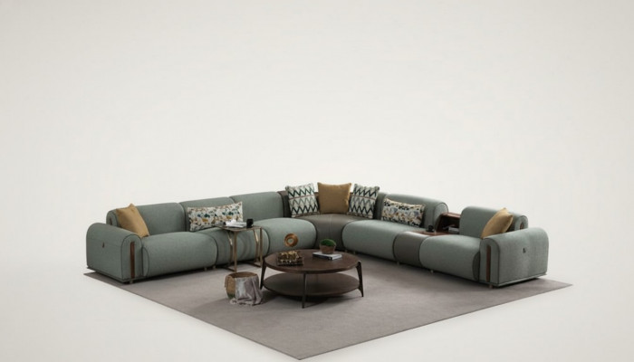 Stilvoll Eckcanapé Designer Wunnzëmmer Canapé L-Forme Edle Polstercouch