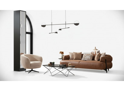 Modern Wunnzëmmer Sofa Set Designer Dräisëtzer Edelen Lehnstull 2tlg