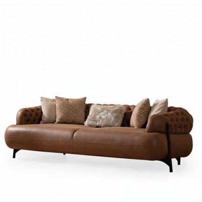 Brongen Chesterfield Dräi-Sëtz Wunnzëmmer Polstersofa Modern Miwwelen