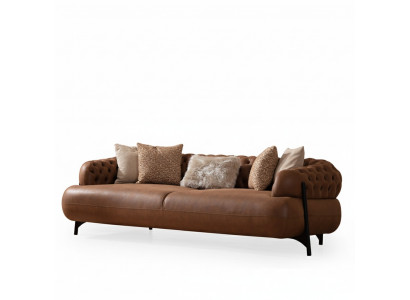Brongen Chesterfield Dräi-Sëtz Wunnzëmmer Polstersofa Modern Miwwelen