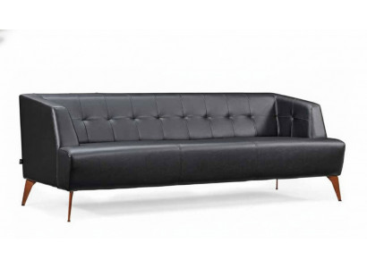 Stilvollen schwaarzen dräisëtzer modernen Ledersofa Wunnzëmmer Schlofsoph.