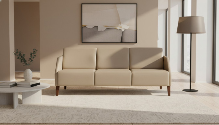 Beige Wohnzimmer Zweisitzer Polstermöbel Modern Textilcouch 2-Sëtzer