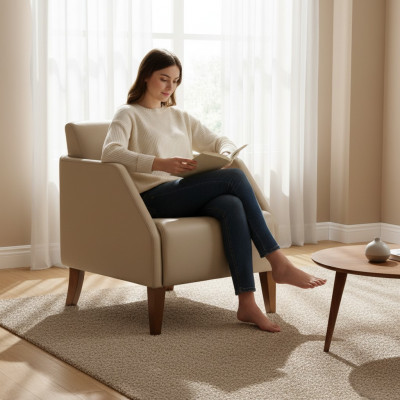 Beige Einsëtzer Luxuriéise Polstersëtz Designer Lounge-Fauteuil Miwwelen
