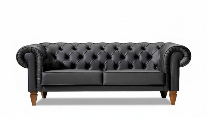Stilvollen Chesterfield Schwaarze Dräisëtzer Modern Edel Polster Miwwel