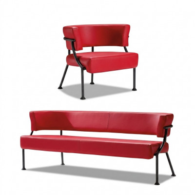 Rout Sofa-Garnitur Modernen Konschtläder Bank Designer Einsëtzer 2-Stéck Set