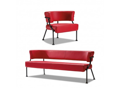 Rout Sofa-Garnitur Modernen Konschtläder Bank Designer Einsëtzer 2-Stéck Set