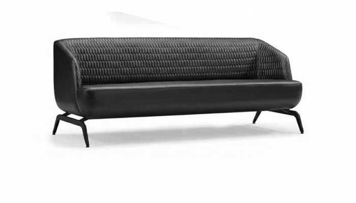 Schwaarzt Lieder-Designer-Däinzelsofa, Wunnzëmmer Couch 3-Sëtzer Miwwel.