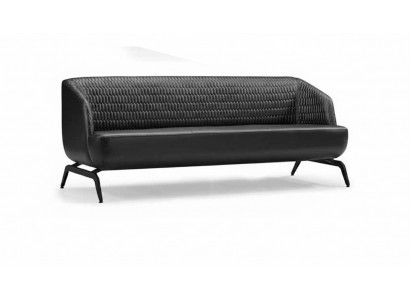 Schwaarzt Lieder-Designer-Däinzelsofa, Wunnzëmmer Couch 3-Sëtzer Miwwel.