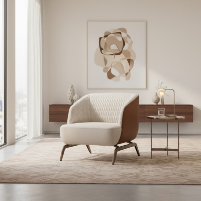 Luxuriéise wäisse Sëtz Designer Relax Eenzelstull Polstersëtz Fernsehstull