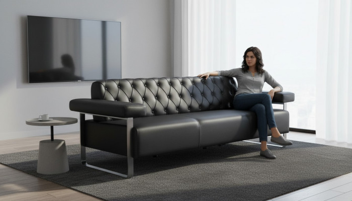 Chesterfield Design 3-Plaz Sofa Schwaarz Eenfaarweg Modernen Design Stil