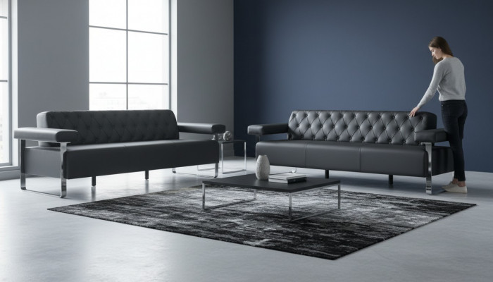 Sofa-Set Büro Lieder-Sofas 2tlg 3-Sëtzer Chesterfield Modern Designer