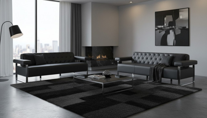 Sofa-Set Büro Lieder-Sofas 2tlg 3-Sëtzer Chesterfield Modern Designer