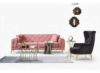 Chesterfield Rosa Edelstol Canapé Modern Polstersofa Luxus Drëséitzer
