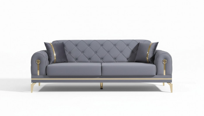 Chesterfield Gro Stoffcouch Designer Wunnzëmmer Drësëtzeger Textil 3-er