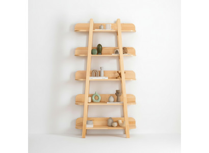 Modern beige Bicherregal Wunnzëmmer Regal Designer Holzmoobel