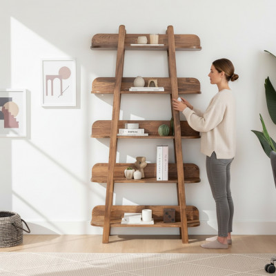 Däischterbrongen Bicherregal Wunnzëmmer Designer Holz Miwwelen Ofleege Regaler