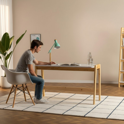 Wäiss-beige Schreifdësch Designer Bürodesks Computerdëscher Holzmiwwelen