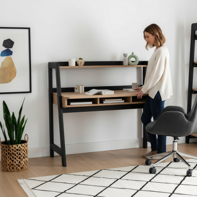 Schwaarz-Brongen Laptopdësch Designer Büro Miwwel Aarbechtszëmmer Dëscher