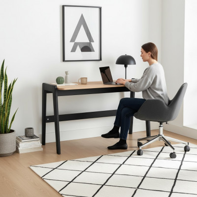 Schwaarz-Beigen Computerdësch Robust Schreifdësch Designer Büro Miwwelen