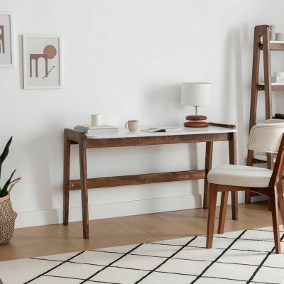 Braun-wäisse Laptopsdësch Luxuriéis Bürosmiwwel Designer Schreifdëscher