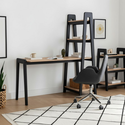 Schwaarz-Brong Kompakten Laptoptësch Designer Schreifdësch Luxus Miwwelen