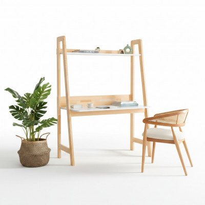 Hellbeige Schreifdësch Luxus-Aarbechtszëmmer Designer Holzdëscher