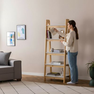 Stilvollen beige Bicherschaf Designer Akteschaf Wunnzëmmer Miwwelen