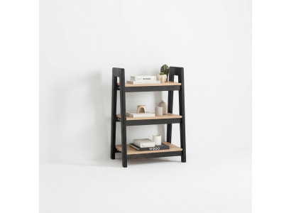 Schrëft-Béige Bicherregal Holz Steeregaler Kanner Luxus Oflaach Miwwelen