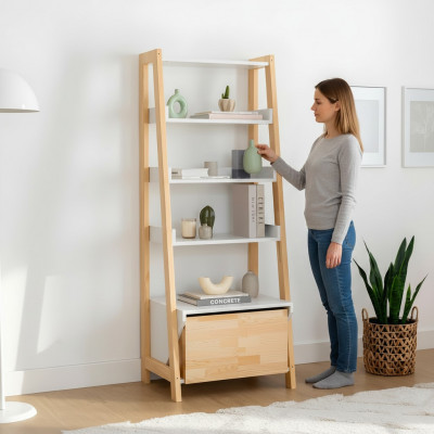 Elegante Bicherregal Modern Aarbechtszëmmer Miwwelen Holzgestell Regaler