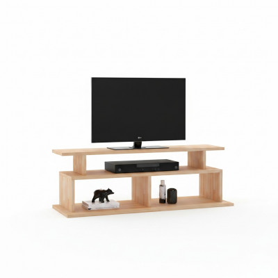 Stilvollen beige TV-Ständer Wunnzëmmer Sideboard Robust Holzbuedem.