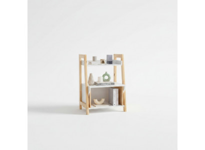 Beige-wäisst Bicherregal Regal Héichwäerteg Holz Säitetablett Kommode