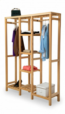 Modern Kleederschaf Beige Regal Schaf Kleederschaf Miwwelen Garderoben Holz