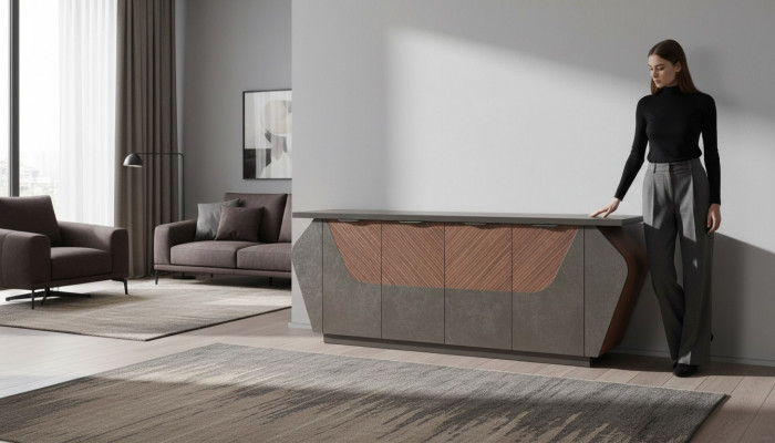 Sideboard Akteschaf Aarbechtszëmmer Gro Braun Zweefaarweg Modern Stil