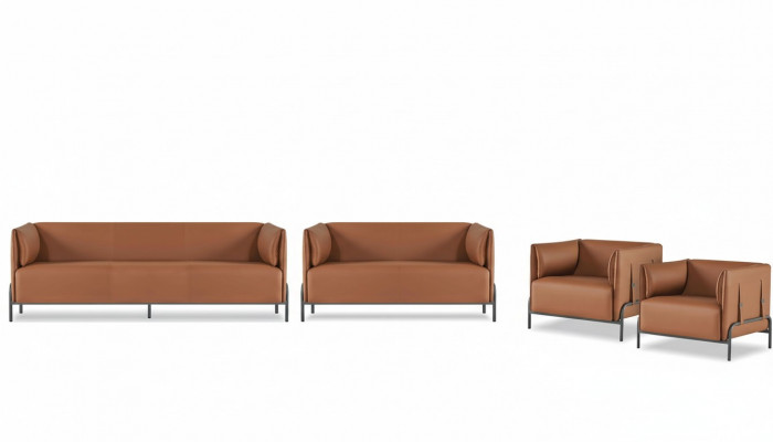 Aarbechtszëmmer-Set 4 Deeler 3-Sëtz 2-Sëtz mat 2x Fauteuil Modernen Designstil